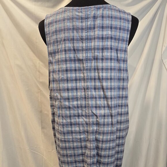 Vintage North Crest Dress Blue Plaid Size XL Button-up Pockets 90's Sleeveless - Picture 4 of 8